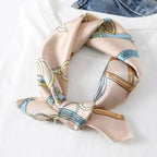 Versatile Square Silk Scarf For Women Fashionable Printed Small Neck Scarfs Office Lady Hair Band Foulard Hand For Female Bandana Shawl Stevvex