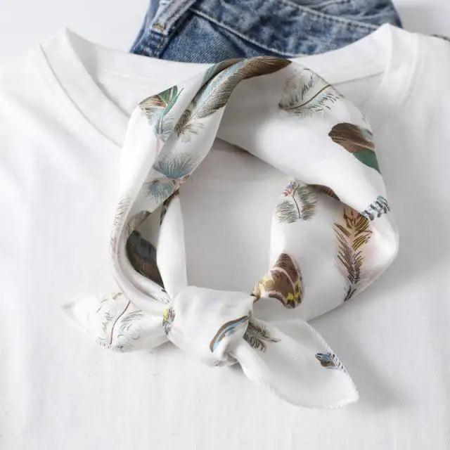 Versatile Square Silk Scarf For Women Fashionable Printed Small Neck Scarfs Office Lady Hair Band Foulard Hand For Female Bandana Shawl Stevvex
