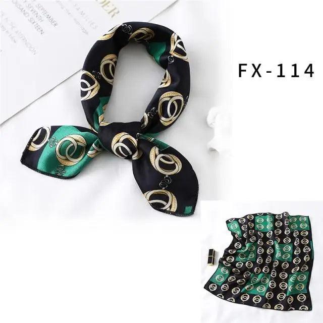 Versatile Square Silk Scarf For Women Fashionable Printed Small Neck Scarfs Office Lady Hair Band Foulard Hand For Female Bandana Shawl Stevvex