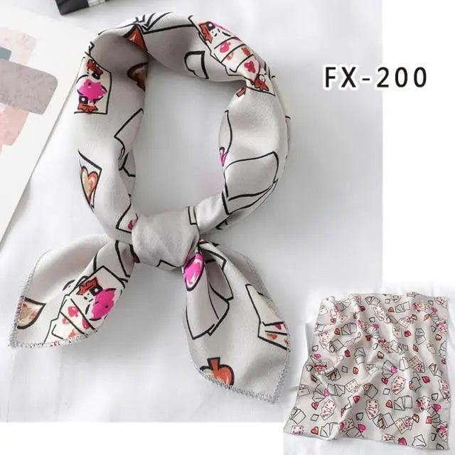 Versatile Square Silk Scarf For Women Fashionable Printed Small Neck Scarfs Office Lady Hair Band Foulard Hand For Female Bandana Shawl Stevvex