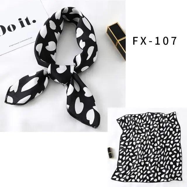 Versatile Square Silk Scarf For Women Fashionable Printed Small Neck Scarfs Office Lady Hair Band Foulard Hand For Female Bandana Shawl Stevvex