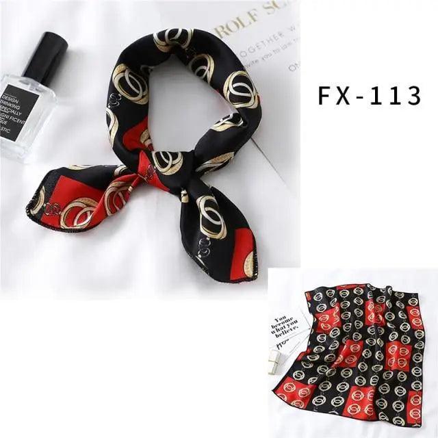 Versatile Square Silk Scarf For Women Fashionable Printed Small Neck Scarfs Office Lady Hair Band Foulard Hand For Female Bandana Shawl Stevvex