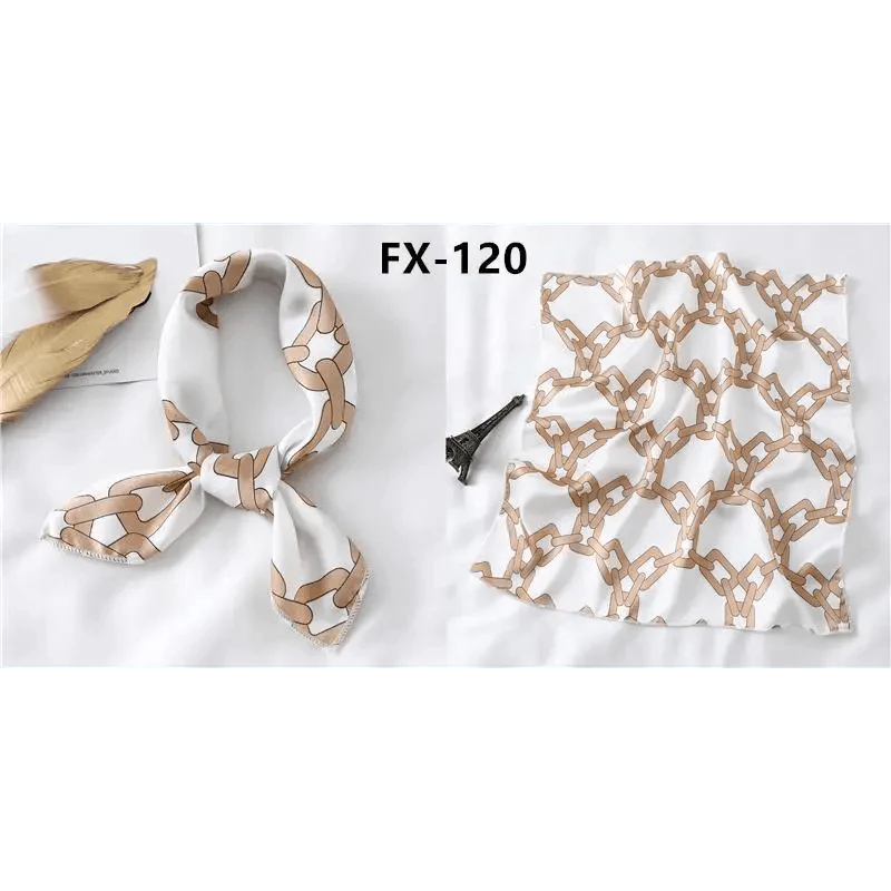 Versatile Square Silk Scarf For Women Fashionable Printed Small Neck Scarfs Office Lady Hair Band Foulard Hand For Female Bandana Shawl Stevvex