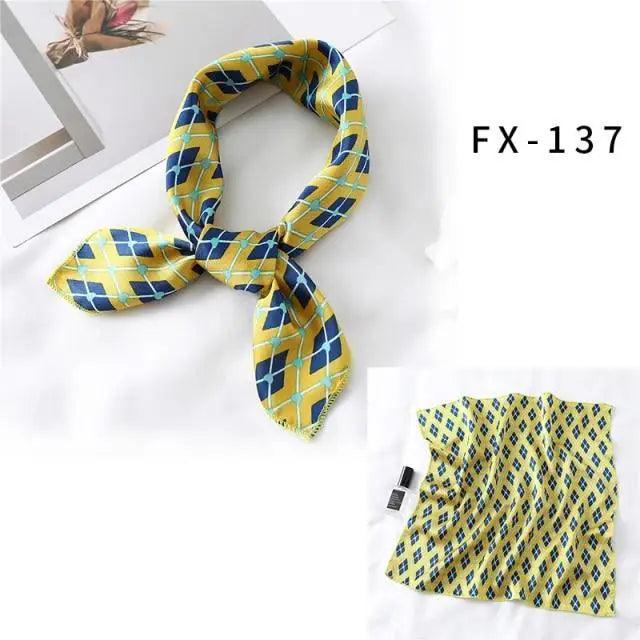 Versatile Square Silk Scarf For Women Fashionable Printed Small Neck Scarfs Office Lady Hair Band Foulard Hand For Female Bandana Shawl Stevvex