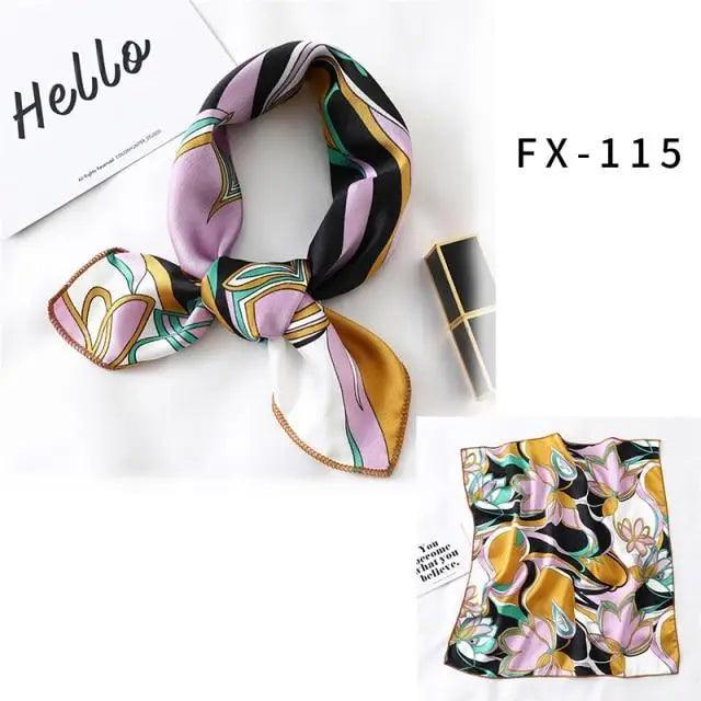 Versatile Square Silk Scarf For Women Fashionable Printed Small Neck Scarfs Office Lady Hair Band Foulard Hand For Female Bandana Shawl Stevvex