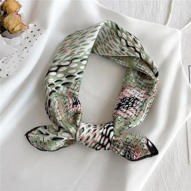Versatile Square Silk Scarf For Women Fashionable Printed Small Neck Scarfs Office Lady Hair Band Foulard Hand For Female Bandana Shawl Stevvex