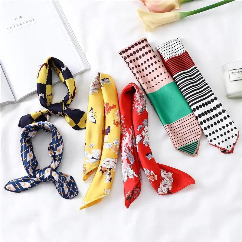 Versatile Square Silk Scarf For Women Fashionable Printed Small Neck Scarfs Office Lady Hair Band Foulard Hand For Female Bandana Shawl Stevvex