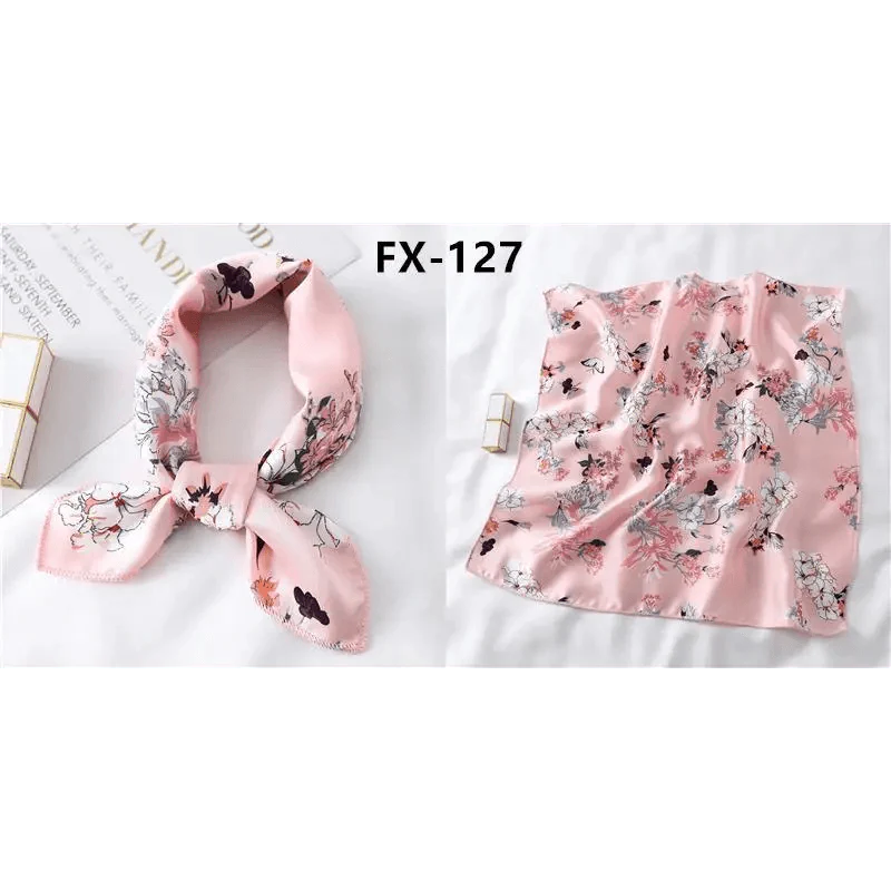 Versatile Square Silk Scarf For Women Fashionable Printed Small Neck Scarfs Office Lady Hair Band Foulard Hand For Female Bandana Shawl Stevvex