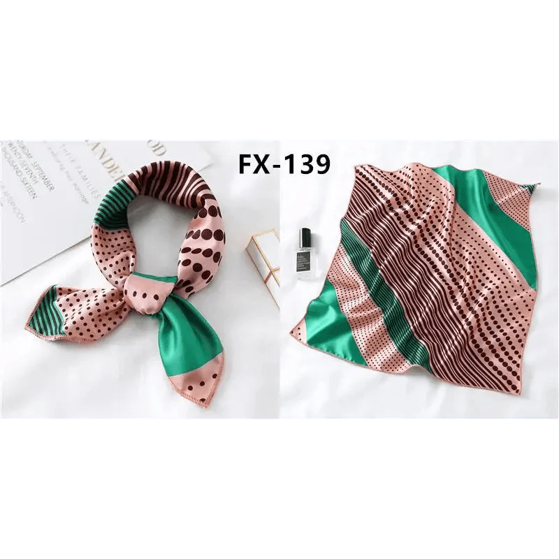 Versatile Square Silk Scarf For Women Fashionable Printed Small Neck Scarfs Office Lady Hair Band Foulard Hand For Female Bandana Shawl Stevvex