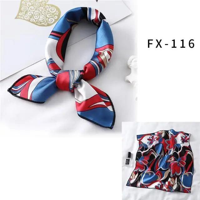 Versatile Square Silk Scarf For Women Fashionable Printed Small Neck Scarfs Office Lady Hair Band Foulard Hand For Female Bandana Shawl Stevvex