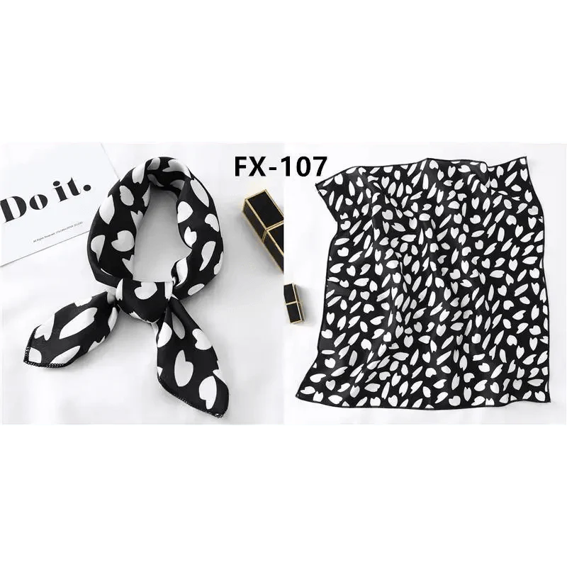 Versatile Square Silk Scarf For Women Fashionable Printed Small Neck Scarfs Office Lady Hair Band Foulard Hand For Female Bandana Shawl Stevvex