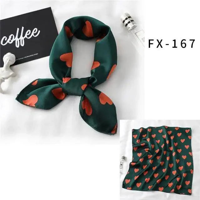 Versatile Square Silk Scarf For Women Fashionable Printed Small Neck Scarfs Office Lady Hair Band Foulard Hand For Female Bandana Shawl Stevvex