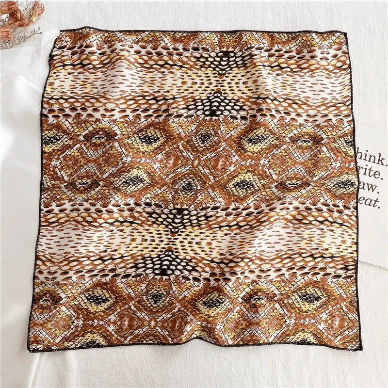 Versatile Square Silk Scarf For Women Fashionable Printed Small Neck Scarfs Office Lady Hair Band Foulard Hand For Female Bandana Shawl Stevvex