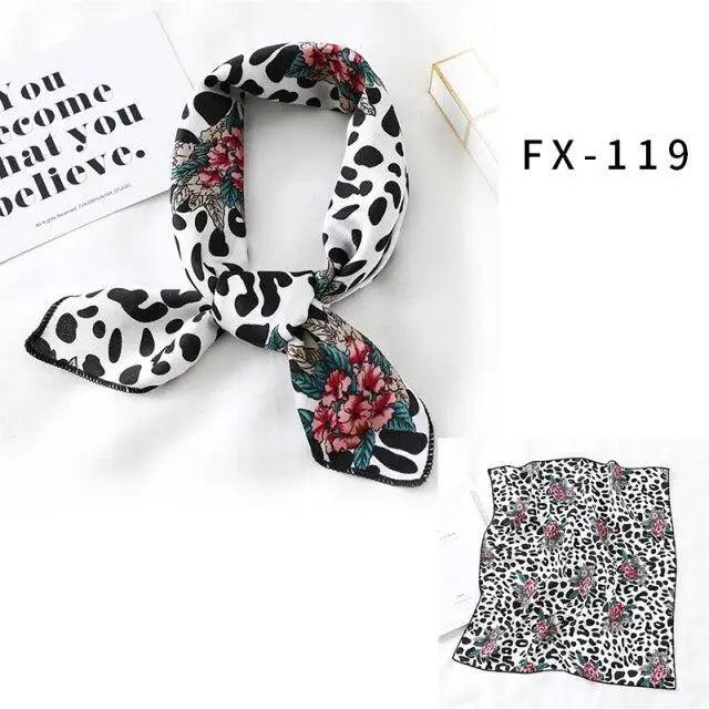 Versatile Square Silk Scarf For Women Fashionable Printed Small Neck Scarfs Office Lady Hair Band Foulard Hand For Female Bandana Shawl Stevvex