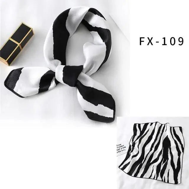 Versatile Square Silk Scarf For Women Fashionable Printed Small Neck Scarfs Office Lady Hair Band Foulard Hand For Female Bandana Shawl Stevvex