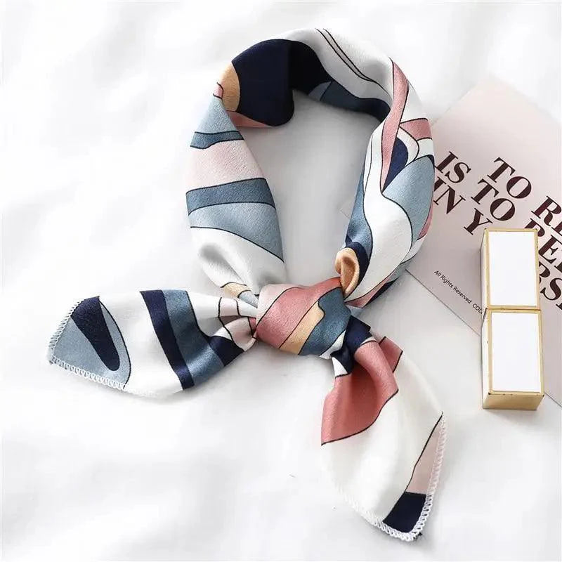 Versatile Square Silk Scarf For Women Fashionable Printed Small Neck Scarfs Office Lady Hair Band Foulard Hand For Female Bandana Shawl Stevvex