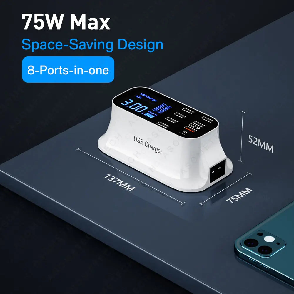 8/4-Port LED Display USB Charger Pi-Mart