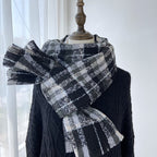 Vibrant Plaid Scarf Faux Wool Warm Shawl with Fringe (MAC334)