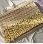 Vibrant Plaid Scarf Faux Wool Warm Shawl with Fringe (MAC334)
