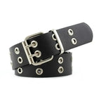 Vintage Adjustable Black Metal Waistband Buckle Leather Waistband For Jeans Trendy Women's Fashionable Design Waistbands 103cm Stevvex