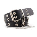 Vintage Adjustable Black Metal Waistband Buckle Leather Waistband For Jeans Trendy Women's Fashionable Design Waistbands 103cm Stevvex