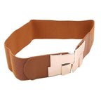 Vintage Black Square Elastic Buckle Belts Elegant Design High Quality Party Dress Waist Belt Cute Women Gift Stevvex