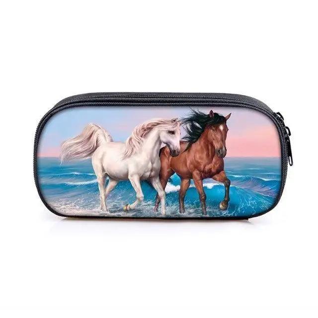 Vintage Cartoon Print Students Pencil Case Classic Theme Makeup Cosmetic Bags Elegant Stationery Pouch Stevvex
