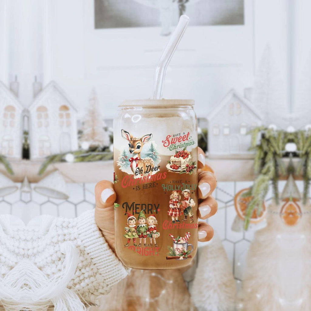 Vintage Christmas 17oz Can Cup - Retro Holiday Tumbler With Nostalgic Graphics