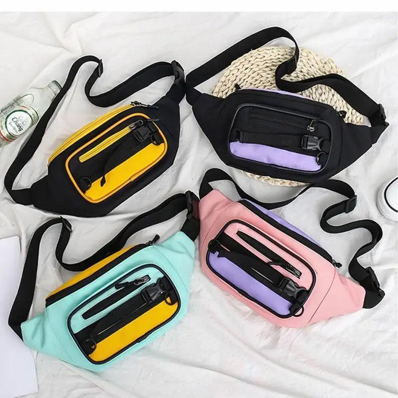 Vintage Lightweight Unisex Fanny Pack 3 Zippers Waist Packs Canvas Adjustable Party Fanny Pack Stevvex