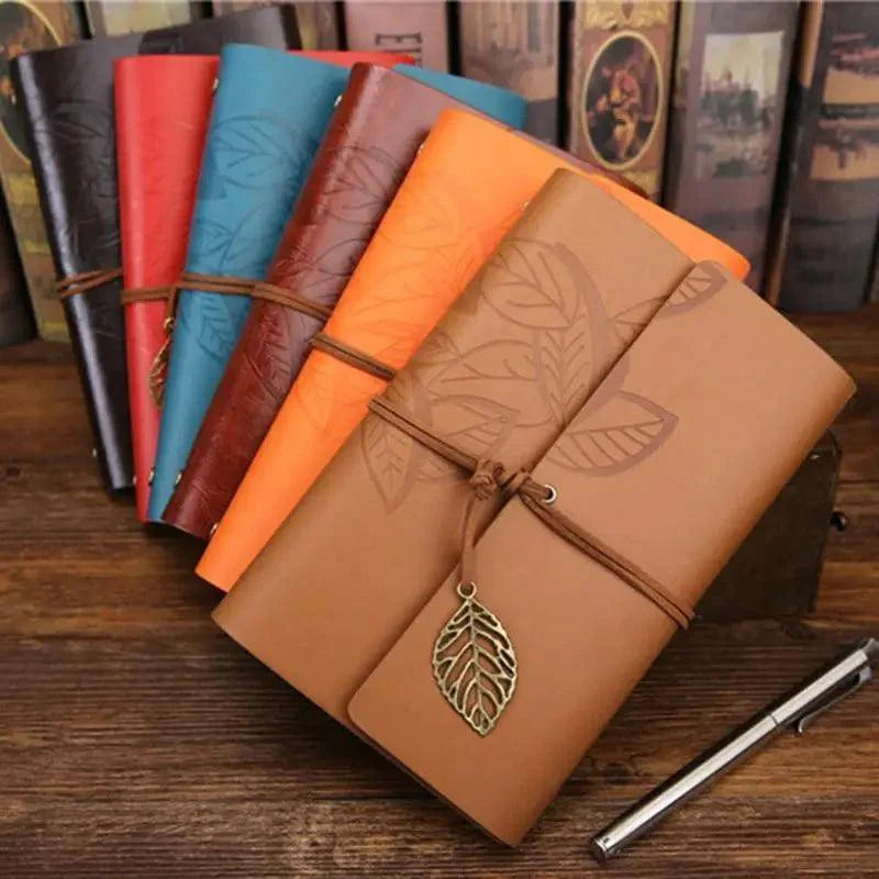 Vintage PU Leather Diary Notebook Journal  Retro Book Traveler Planners Office School Supplies Stevvex