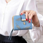 Vintage PU Leather Short Wallets Leaf Design Fashion Purse For Women Elegant Ladies Cute Zipper Purses Card Holders Women Wallet Stevvex