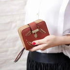 Vintage PU Leather Short Wallets Leaf Design Fashion Purse For Women Elegant Ladies Cute Zipper Purses Card Holders Women Wallet Stevvex