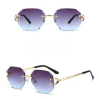 Vintage Rimless Cut Edge Sunglasses - Frameless Polygon Statement Piece (MAC266)