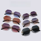 Vintage Rimless Cut Edge Sunglasses - Frameless Polygon Statement Piece (MAC266)