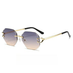 Vintage Rimless Cut Edge Sunglasses - Frameless Polygon Statement Piece (MAC266)