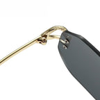 Vintage Rimless Cut Edge Sunglasses - Frameless Polygon Statement Piece (MAC266)