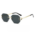 Vintage Rimless Cut Edge Sunglasses - Frameless Polygon Statement Piece (MAC266)