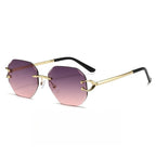 Vintage Rimless Cut Edge Sunglasses - Frameless Polygon Statement Piece (MAC266)