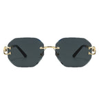 Vintage Rimless Cut Edge Sunglasses - Frameless Polygon Statement Piece (MAC266)
