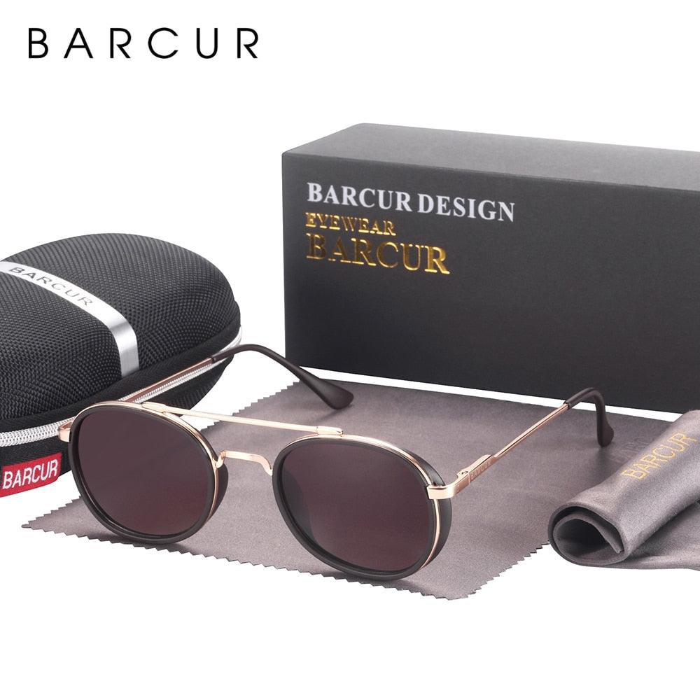 Vintage Round Retro BARCUR Design Round Sunglasses for Men Women Stevvex Sun Glasses Classic Eyewear Accessory Party Sunglasses Summer Stevvex