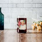 Vintage Santa Cheers 17oz Ceramic Holiday Mug - Retro Santa Heads Cocoa Cup