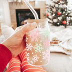 Vintage Santa Cheers 17oz Pastel Snowflake Holiday Cocoa Cup - Retro Christmas BandsCo Straps