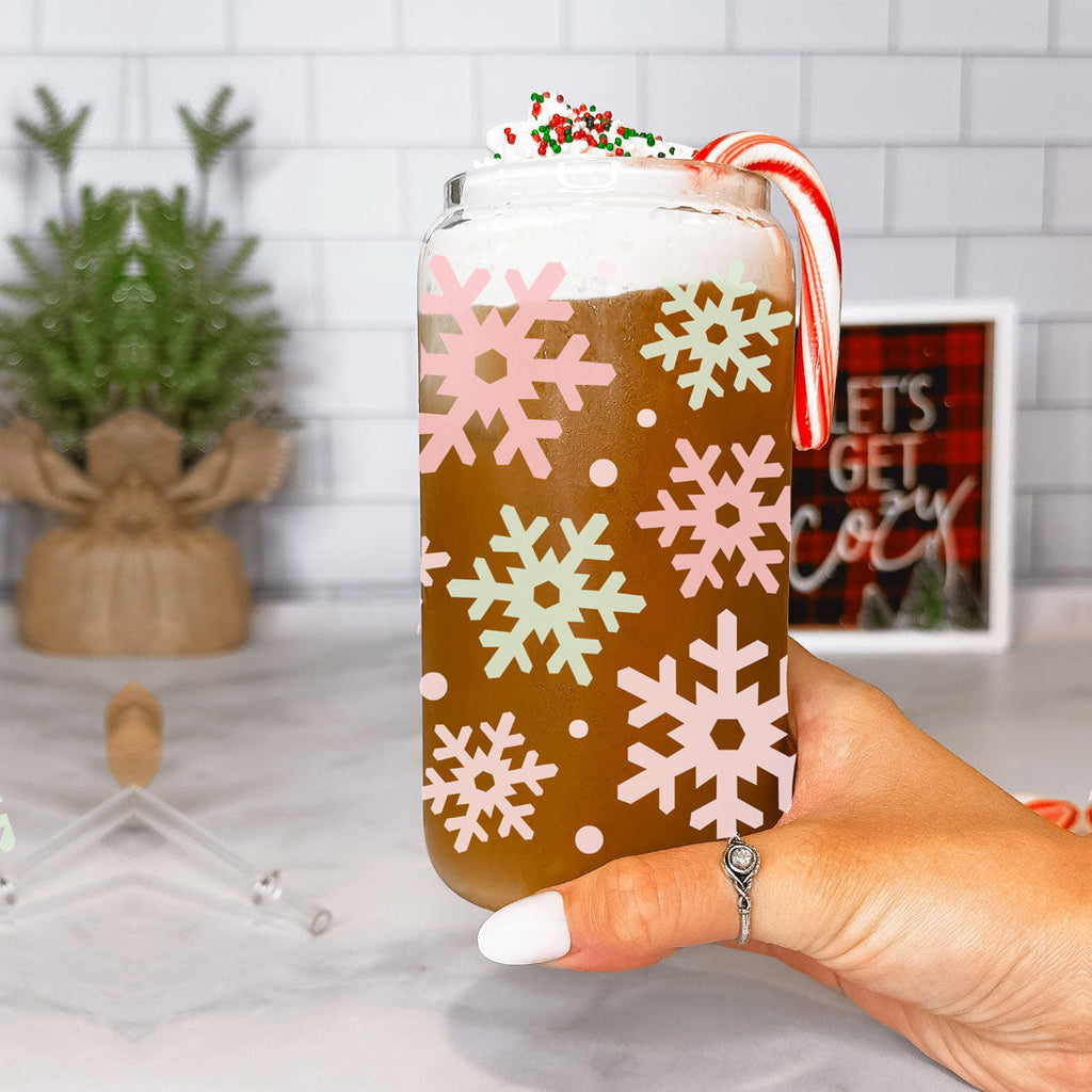 Vintage Santa Cheers 17oz Pastel Snowflake Holiday Cocoa Cup - Retro Christmas BandsCo Straps