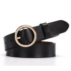 Vintage Simple Round Buckle Female Pin Leather Straps 105CM Belts For Women Unique Design Dresses Jeans Classic Round Waistband Stevvex