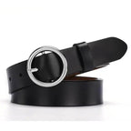 Vintage Simple Round Buckle Female Pin Leather Straps 105CM Belts For Women Unique Design Dresses Jeans Classic Round Waistband Stevvex