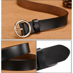 Vintage Simple Round Buckle Female Pin Leather Straps 105CM Belts For Women Unique Design Dresses Jeans Classic Round Waistband Stevvex