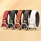Vintage Simple Round Buckle Female Pin Leather Straps 105CM Belts For Women Unique Design Dresses Jeans Classic Round Waistband Stevvex