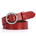 Vintage Simple Round Buckle Female Pin Leather Straps 105CM Belts For Women Unique Design Dresses Jeans Classic Round Waistband Stevvex