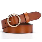 Vintage Simple Round Buckle Female Pin Leather Straps 105CM Belts For Women Unique Design Dresses Jeans Classic Round Waistband Stevvex