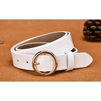 Vintage Simple Round Buckle Female Pin Leather Straps 105CM Belts For Women Unique Design Dresses Jeans Classic Round Waistband Stevvex
